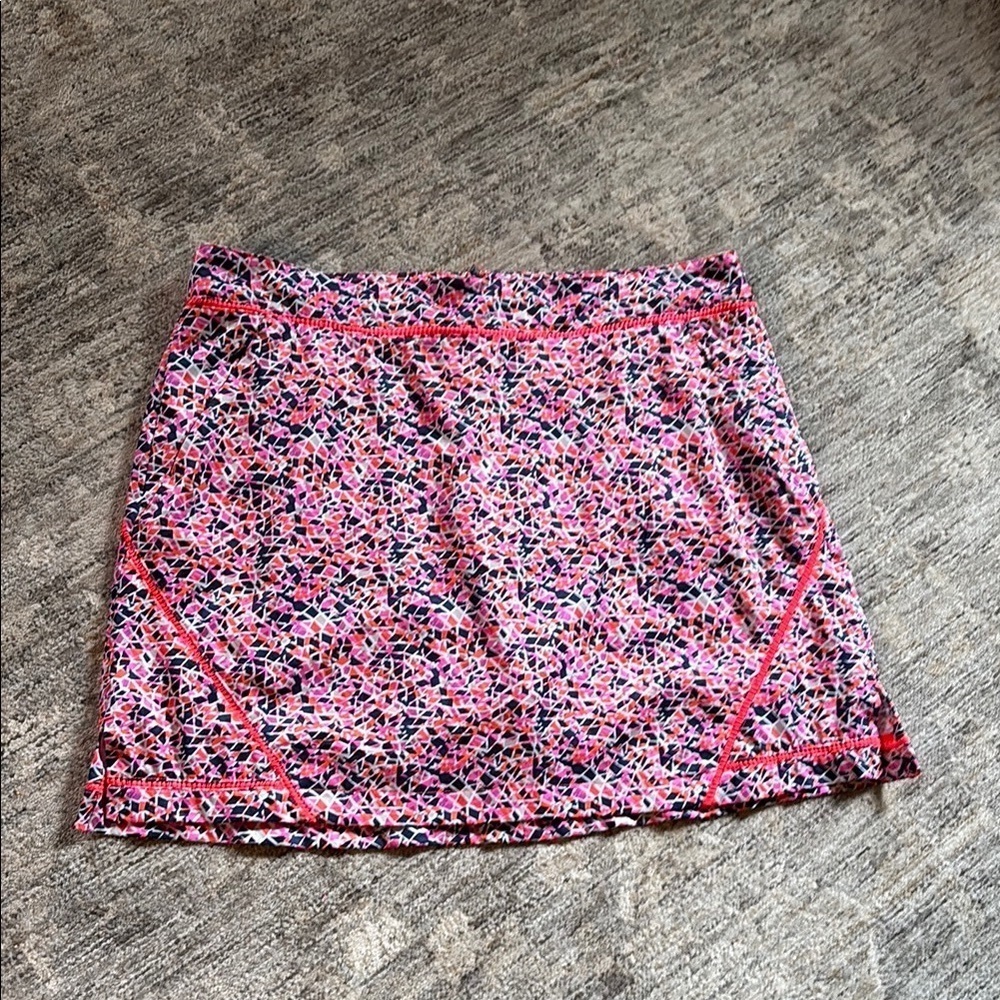 Lady Hogan Pink pattered athletic skort - size 12 - built in shorts